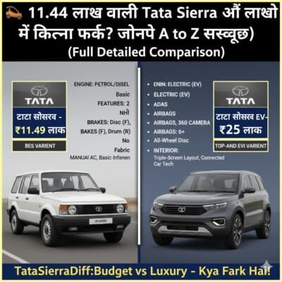 What is the difference between Tata Sierra priced at Rs 11.49 lakh and Tata Sierra priced at Rs 25 lakh? Know everything from A to Z